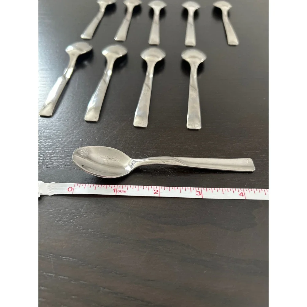 10 Endurance 18/10 Italy Stainless Steel Espresso Demitasse Spoons Starburst